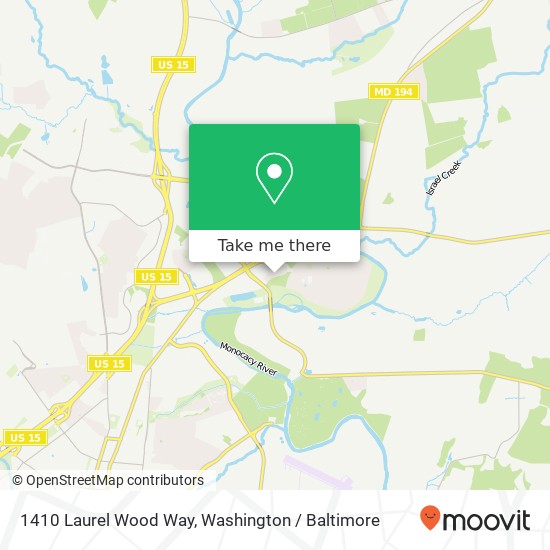Mapa de 1410 Laurel Wood Way, Frederick, MD 21701