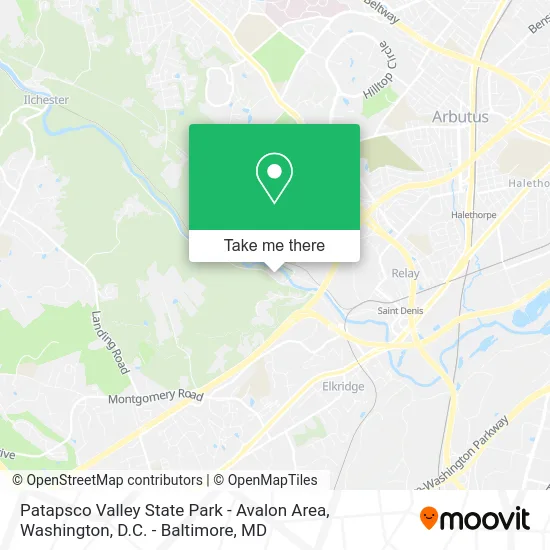Patapsco Valley State Park - Avalon Area map