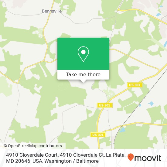 Mapa de 4910 Cloverdale Court, 4910 Cloverdale Ct, La Plata, MD 20646, USA