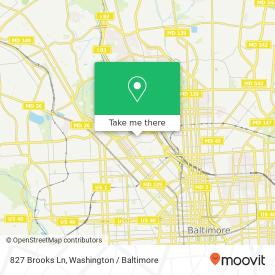 Mapa de 827 Brooks Ln, Baltimore, MD 21217