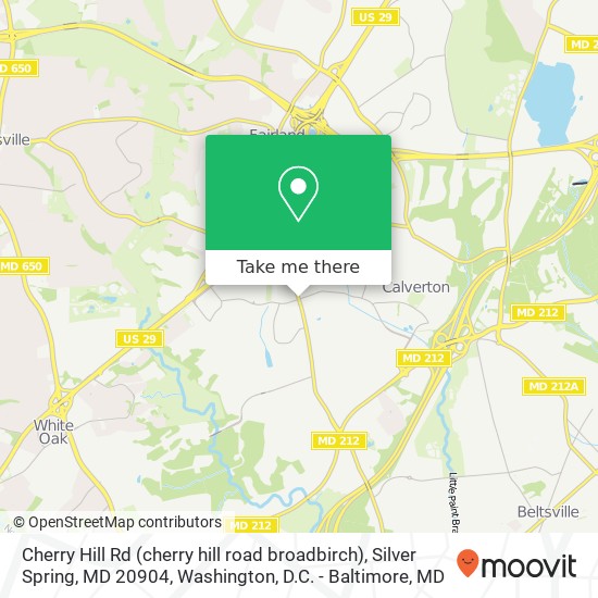 Mapa de Cherry Hill Rd (cherry hill road broadbirch), Silver Spring, MD 20904