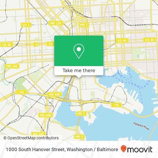 1000 South Hanover Street map