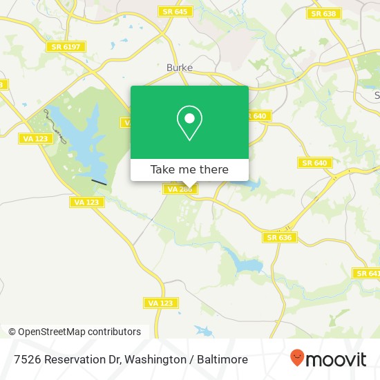 Mapa de 7526 Reservation Dr, Springfield, VA 22153