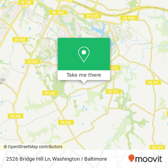 Mapa de 2526 Bridge Hill Ln, Oakton (VIENNA), VA 22124