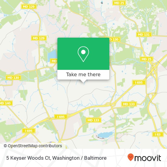 Mapa de 5 Keyser Woods Ct, Pikesville, MD 21208