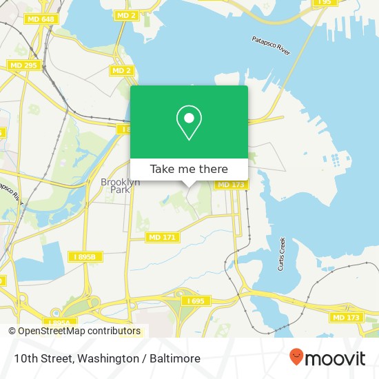 Mapa de 10th Street, 10th St, Baltimore, MD 21225, USA