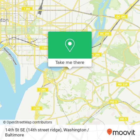 Mapa de 14th St SE (14th street ridge), Washington, DC 20020