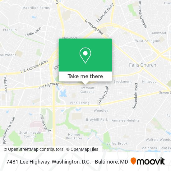 How to get to 7481 Lee Highway in West Falls Church by Bus or Metro?
