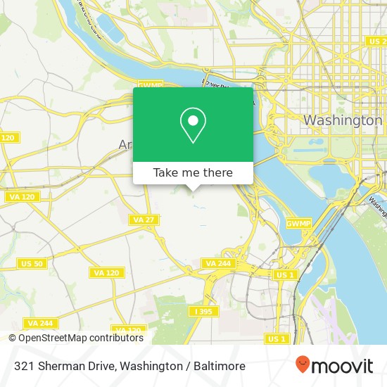 Mapa de 321 Sherman Drive, 321 Sherman Dr, Fort Myer, VA 22211, USA