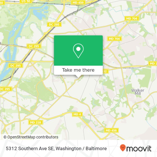 Mapa de 5312 Southern Ave SE, Washington, DC 20019
