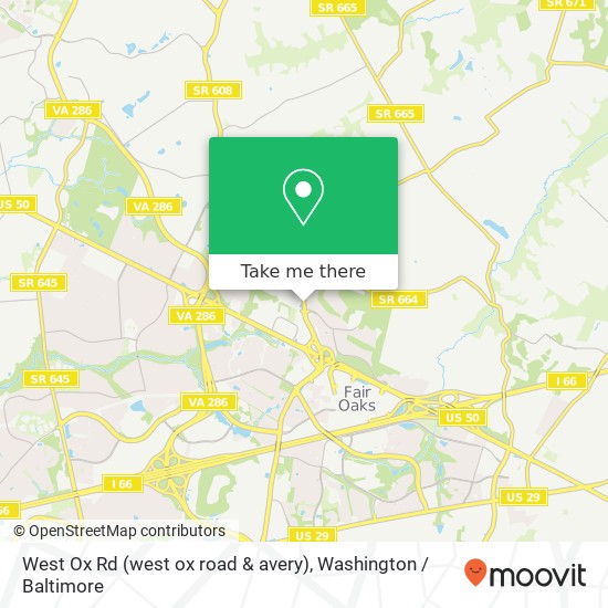 Mapa de West Ox Rd (west ox road & avery), Fairfax, VA 22033