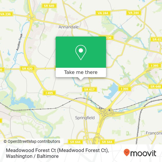 Mapa de Meadowood Forest Ct (Meadwood Forest Ct), Springfield, VA 22151