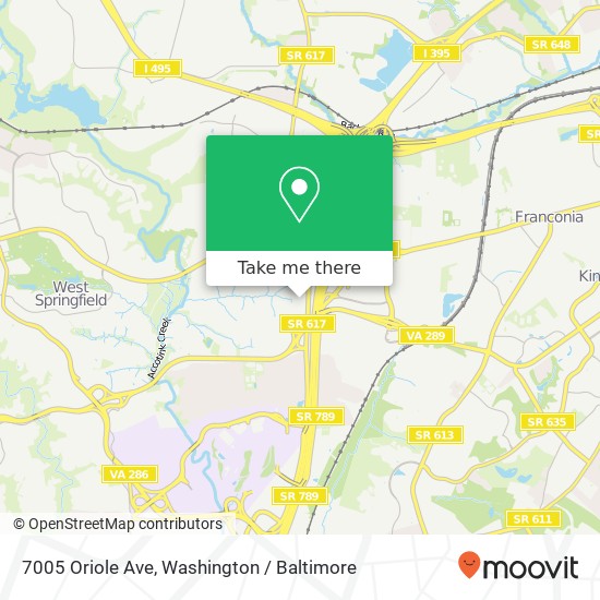 Mapa de 7005 Oriole Ave, Springfield, VA 22150