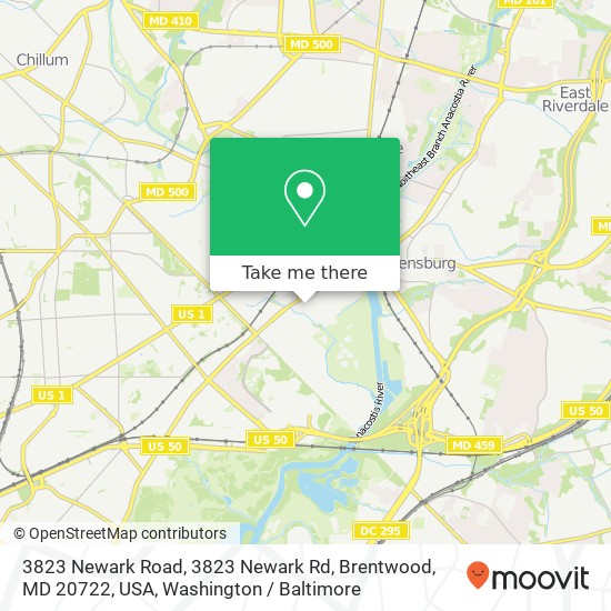 3823 Newark Road, 3823 Newark Rd, Brentwood, MD 20722, USA map