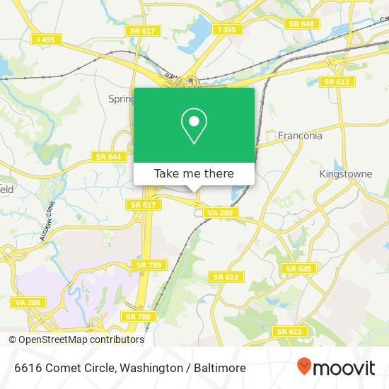 6616 Comet Circle, 6616 Comet Cir, Springfield, VA 22150, USA map