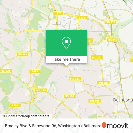 Bradley Blvd & Fernwood Rd map
