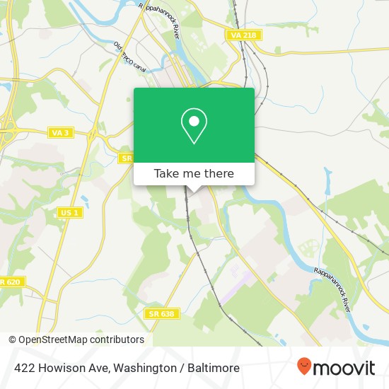 Mapa de 422 Howison Ave, Fredericksburg, VA 22401