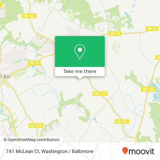 Mapa de 741 McLean Ct, Bel Air, MD 21015