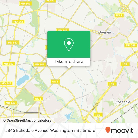 Mapa de 5846 Echodale Avenue, 5846 Echodale Ave, Baltimore, MD 21206, USA