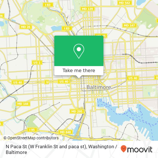 Mapa de N Paca St (W Franklin St and paca st), Baltimore, MD 21201