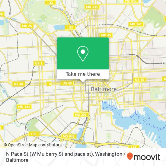 Mapa de N Paca St (W Mulberry St and paca st), Baltimore, MD 21201