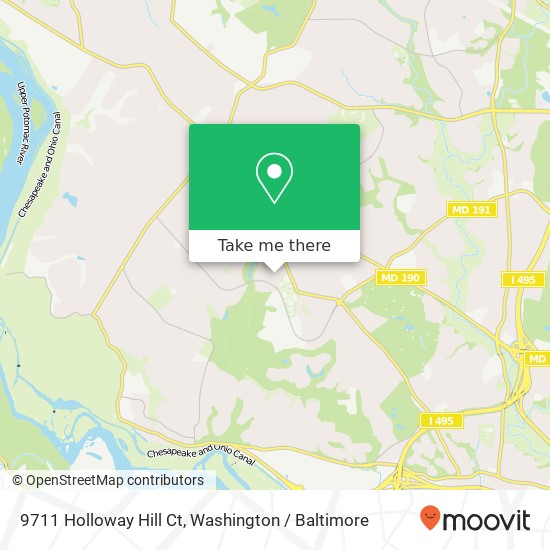 Mapa de 9711 Holloway Hill Ct, Potomac, MD 20854