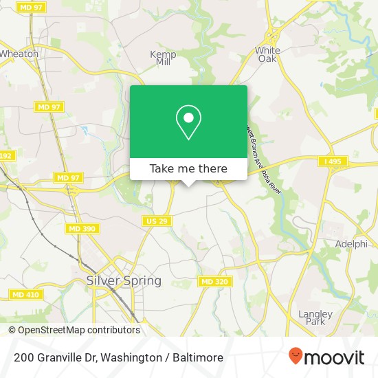 Mapa de 200 Granville Dr, Silver Spring, MD 20901