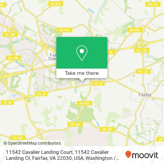 Mapa de 11542 Cavalier Landing Court, 11542 Cavalier Landing Ct, Fairfax, VA 22030, USA