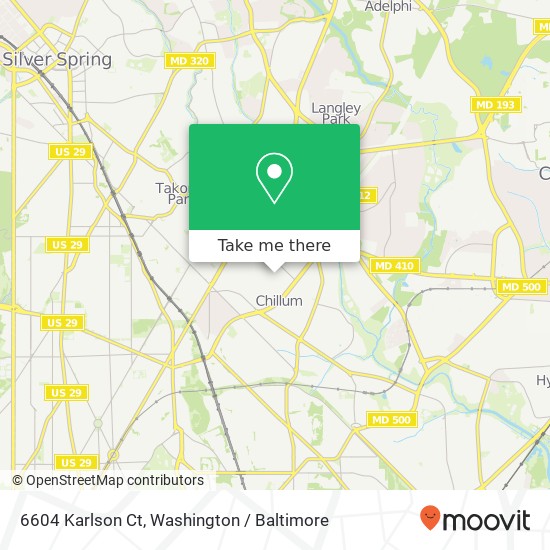 Mapa de 6604 Karlson Ct, Hyattsville, MD 20783