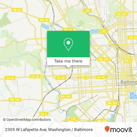 Mapa de 2305 W Lafayette Ave, Baltimore, MD 21216