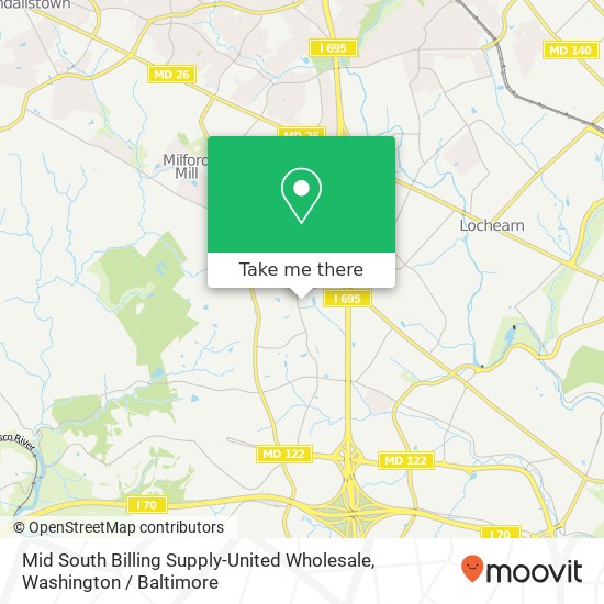 Mapa de Mid South Billing Supply-United Wholesale, 2801 Lord Baltimore Dr