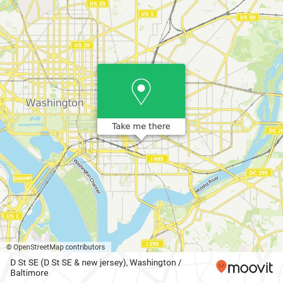 Mapa de D St SE (D St SE & new jersey), Washington, DC 20003