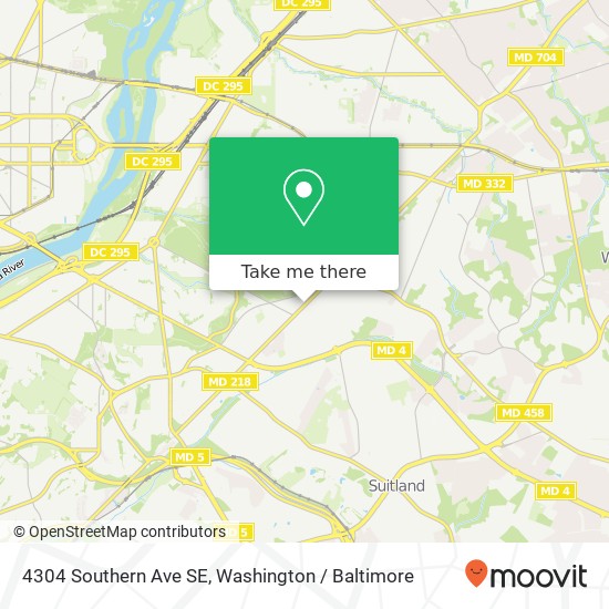 Mapa de 4304 Southern Ave SE, Washington, DC 20019
