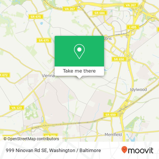 Mapa de 999 Ninovan Rd SE, Vienna, VA 22180