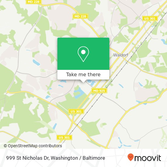 Mapa de 999 St Nicholas Dr, Waldorf, MD 20603