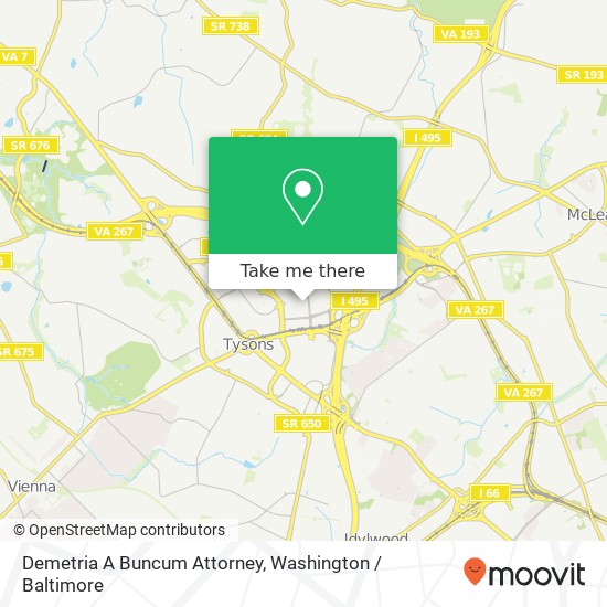 Demetria A Buncum Attorney, 1750 Tysons Blvd map