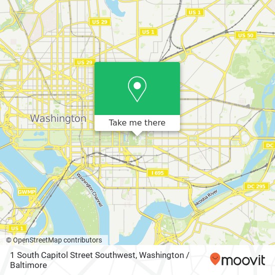 Mapa de 1 South Capitol Street Southwest