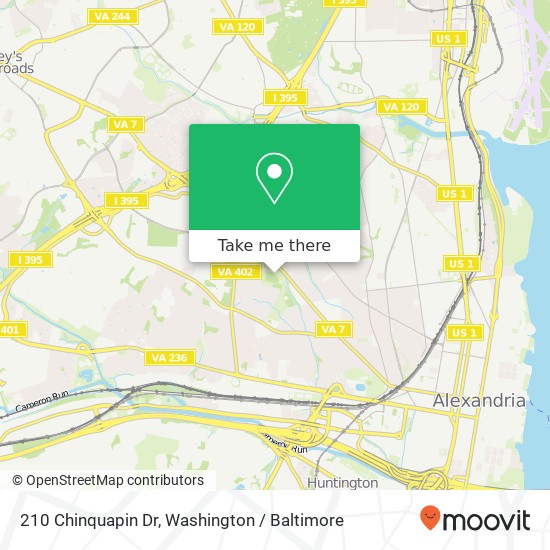 Mapa de 210 Chinquapin Dr, Alexandria, VA 22302