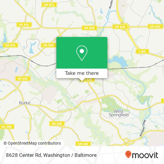 Mapa de 8628 Center Rd, Springfield, VA 22152
