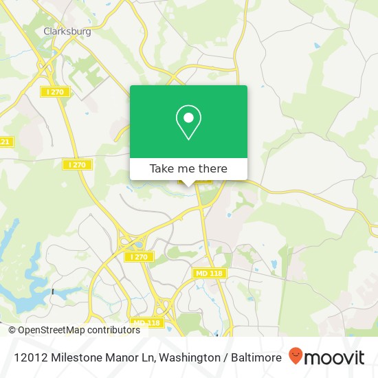 Mapa de 12012 Milestone Manor Ln, Germantown, MD 20876