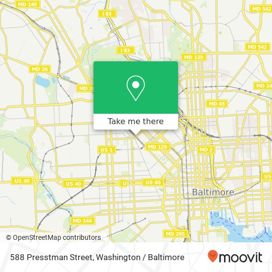 Mapa de 588 Presstman Street, 588 Presstman St, Baltimore, MD 21217, USA