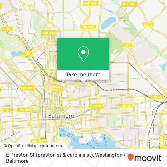 Mapa de E Preston St (preston st & caroline st), Baltimore, MD 21213