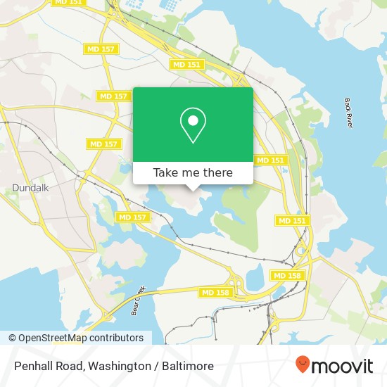 Mapa de Penhall Road, Penhall Rd, Dundalk, MD 21222, USA