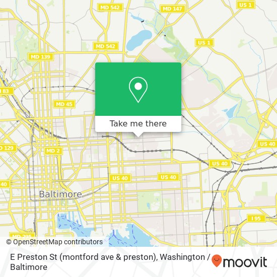 Mapa de E Preston St (montford ave & preston), Baltimore, MD 21213