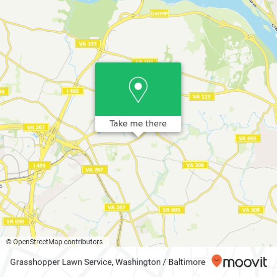 Mapa de Grasshopper Lawn Service, 1483 Chain Bridge Rd