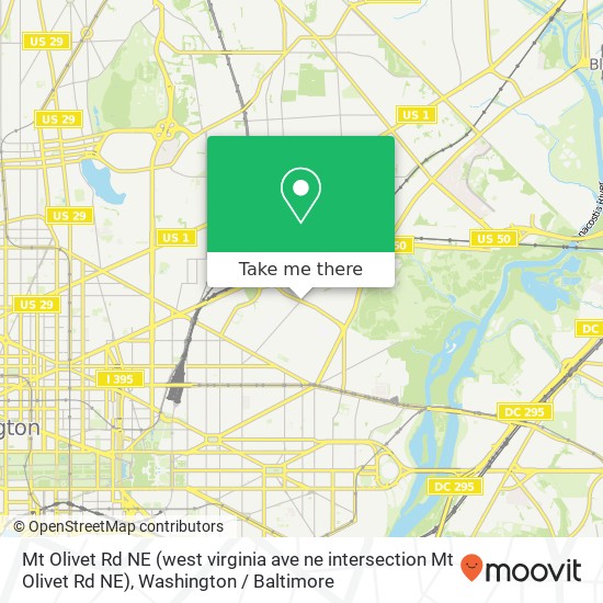 Mapa de Mt Olivet Rd NE (west virginia ave ne intersection Mt Olivet Rd NE), Washington, DC 20002