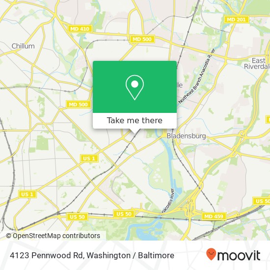 Mapa de 4123 Pennwood Rd, Brentwood, MD 20722