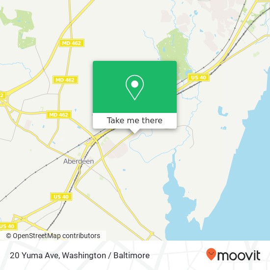 Mapa de 20 Yuma Ave, Aberdeen, MD 21001
