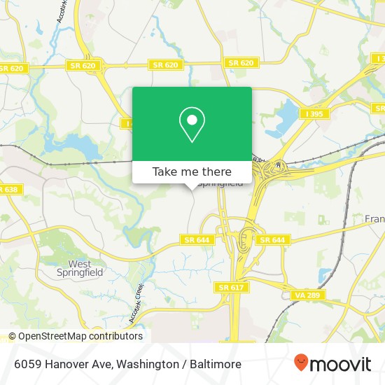 Mapa de 6059 Hanover Ave, Springfield, VA 22150