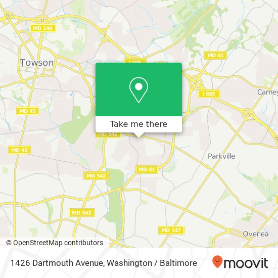 Mapa de 1426 Dartmouth Avenue, 1426 Dartmouth Ave, Parkville, MD 21234, USA